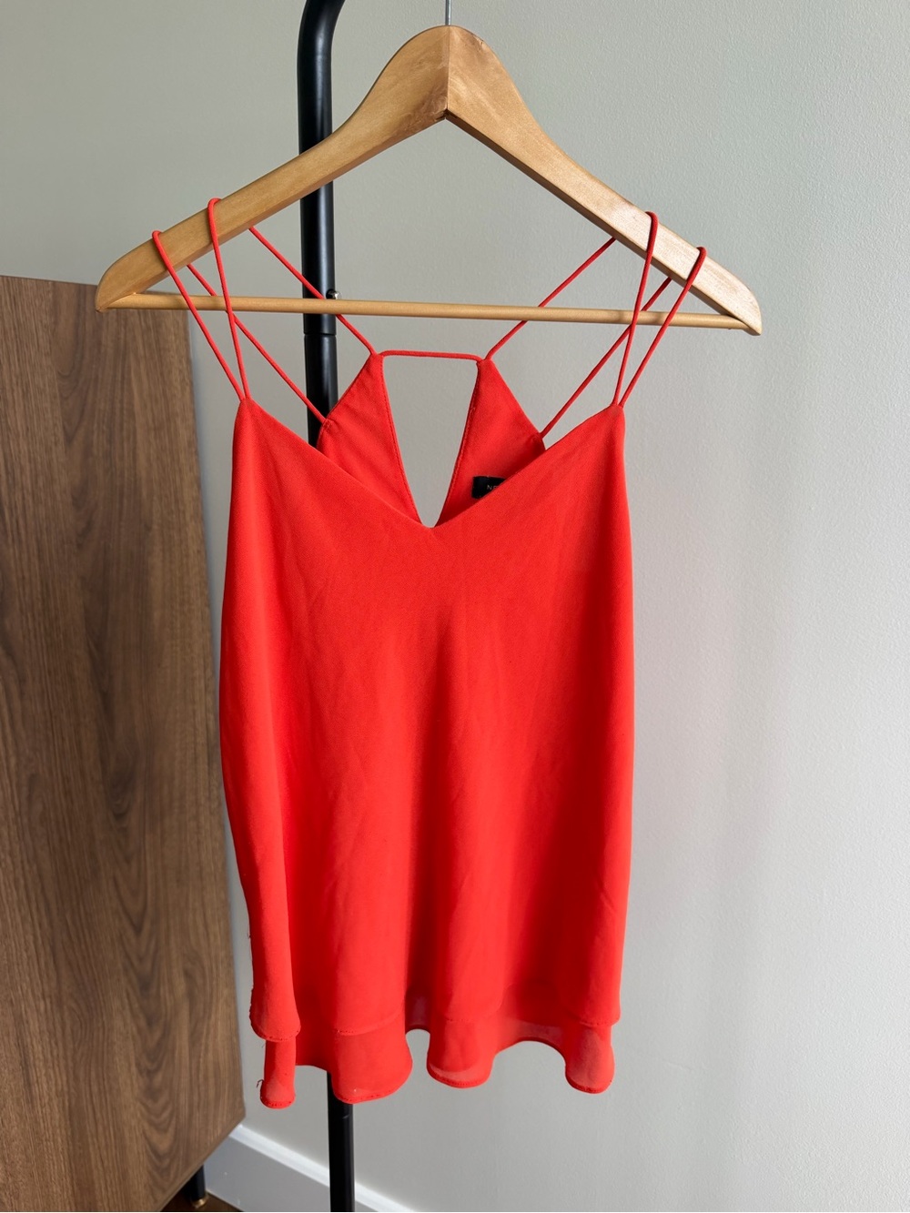 New Look Red Double-Layer Chiffon Strappy Cami Tank Top Size UK 10 (US S / 6)